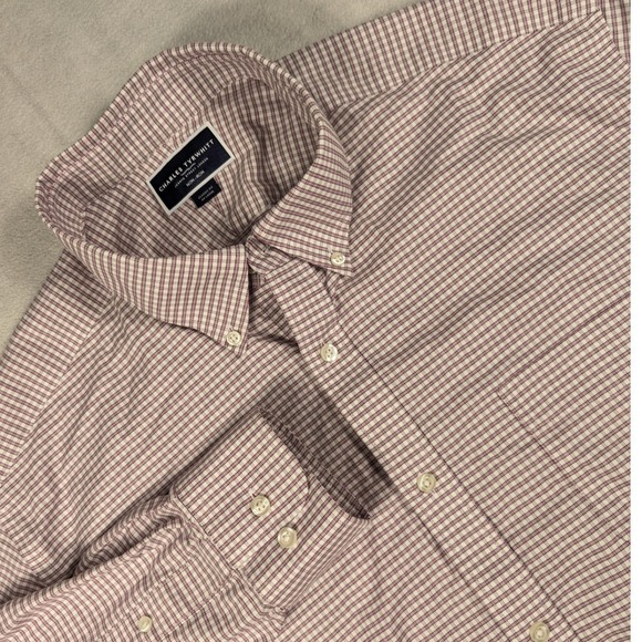 Charles Tyrwhitt Other - Charles Tyrwhitt Mens XXL Classic Fit Non-Iron Micro Check Dress Shirt Burgundy